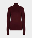 Shoulder Detail Polo Neck Jumper - Merlot