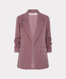 3/4 Sleeve Herringbone Blazer - Merlot