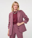 3/4 Sleeve Herringbone Blazer - Merlot