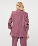 3/4 Sleeve Herringbone Blazer - Merlot