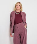 3/4 Sleeve Herringbone Blazer - Merlot