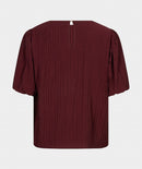 Puff Sleeve Crinkle Blouse - Merlot