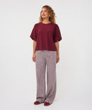 Puff Sleeve Crinkle Blouse - Merlot