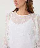 Crêpe Daisy Flower Blouse - Off White