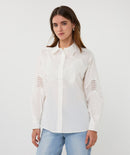 Lace Poplin Blouse - Off White