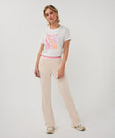 Fancy Waistband Wide Trousers - Natural