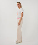 Fancy Waistband Wide Trousers - Natural