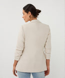 Linen Look Blazer - Light Sand