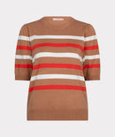 Puff Sleeve Stripe Jumper - Cappuccino