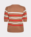 Puff Sleeve Stripe Jumper - Cappuccino