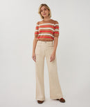 Puff Sleeve Stripe Jumper - Cappuccino