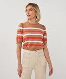 Puff Sleeve Stripe Jumper - Cappuccino