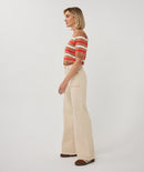 Puff Sleeve Stripe Jumper - Cappuccino