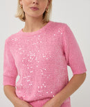 Short Sleeve Sequin Jumper - Rose