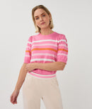 Puff Sleeve Stripe Jumper - Rose