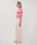 Puff Sleeve Stripe Jumper - Rose
