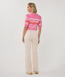 Puff Sleeve Stripe Jumper - Rose