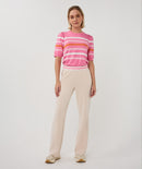 Puff Sleeve Stripe Jumper - Rose