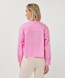 Cropped Folded Cuff Blouse - Rose