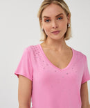 V-Neck Stones T-Shirt - Rose