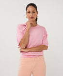 Short Sleeve Twist Jumper - Romance Rose