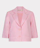 Twill Cropped Puff Sleeve Blazer - Romance Rose