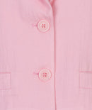 Twill Cropped Puff Sleeve Blazer - Romance Rose