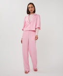 Twill Cropped Puff Sleeve Blazer - Romance Rose