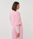 Twill Cropped Puff Sleeve Blazer - Romance Rose