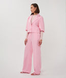 Twill Cropped Puff Sleeve Blazer - Romance Rose