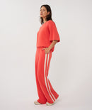 Wide Stripe Trouser - Chili Red