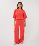 Wide Stripe Trouser - Chili Red