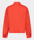 Cropped Folded Cuff Blouse - Chili Red
