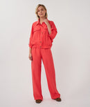 Short Sleeve Slub Jacket - Chili Red