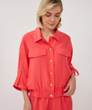 Short Sleeve Slub Jacket - Chili Red