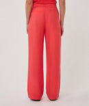Wide Elastic Waist Slub Trouser - Chili Red