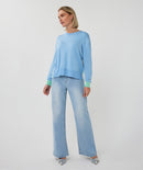 Long Sleeve Stripe Jumper - Pacific Blue