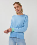 Long Sleeve Stripe Jumper - Pacific Blue