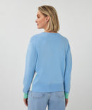 Long Sleeve Stripe Jumper - Pacific Blue