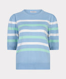 Puff Sleeve Stripe Jumper - Pacific Blue