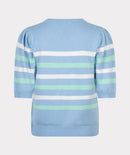 Puff Sleeve Stripe Jumper - Pacific Blue