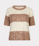 Stripe Sequins Jumper - Ecru/cappuccino