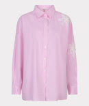 Stripe Flower Patch Blouse - White & Pink