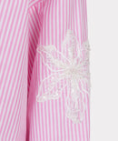 Stripe Flower Patch Blouse - White & Pink