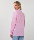 Stripe Flower Patch Blouse - White & Pink