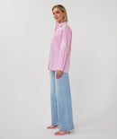 Stripe Flower Patch Blouse - White & Pink