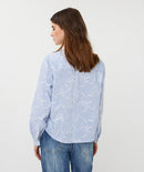 Short Stripe Blouse - White & Blue