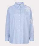 Stripe Flower Patch Blouse - White & Blue