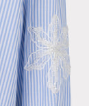 Stripe Flower Patch Blouse - White & Blue