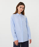Stripe Flower Patch Blouse - White & Blue
